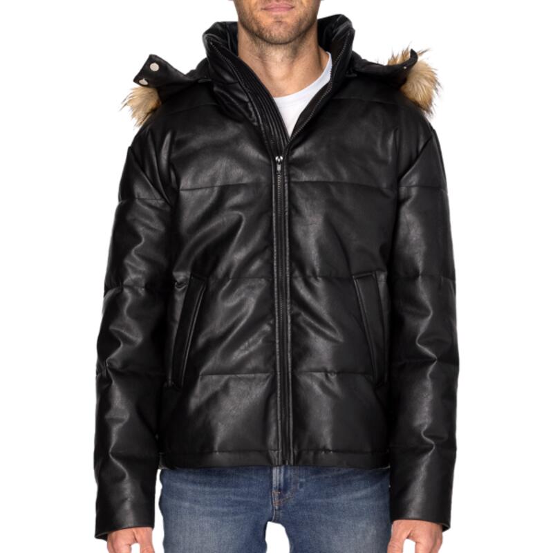 Threadfast Apparel Unisex Vegan Leather Puffer Jacket Thumbnail
