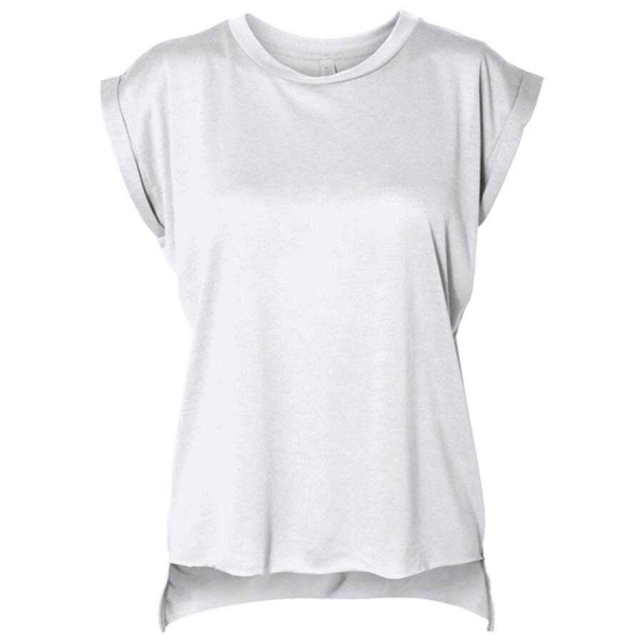 Ladies' Flowy Muscle T-Shirt with Rolled Cuff Thumbnail