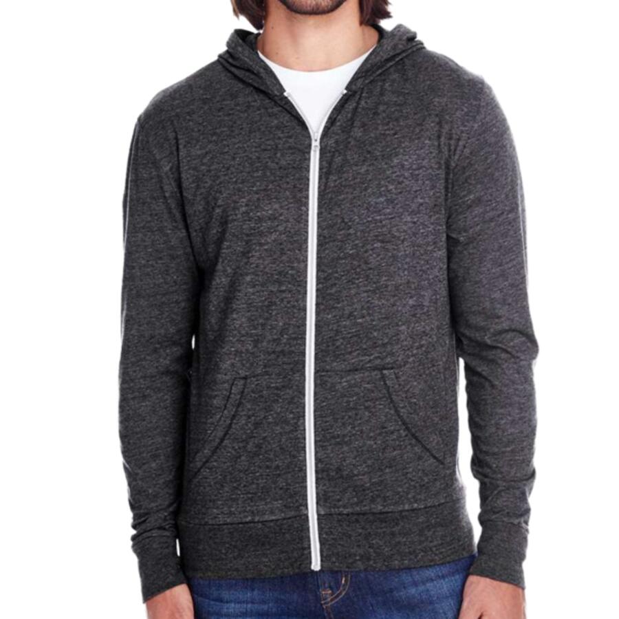 Unisex Triblend Full-Zip Lightweight Hooded Sweatshirt Thumbnail