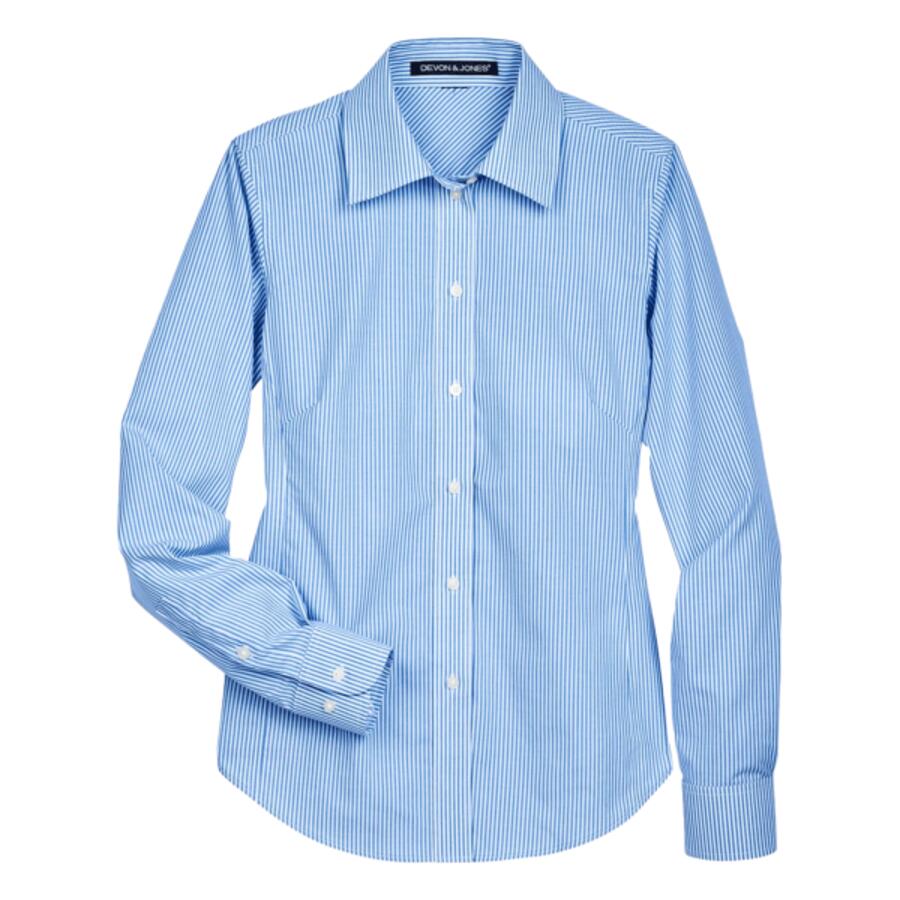 Women's Crown Collection® Banker Stripe Woven Dress Shirt Thumbnail